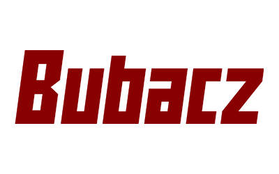 Bubacz Fotografie Text Logo in Dunkel Rot